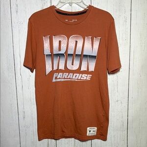Project Rock Shirt Orange Small Under Armour Iron Paradise Loose Fit Gym Tee